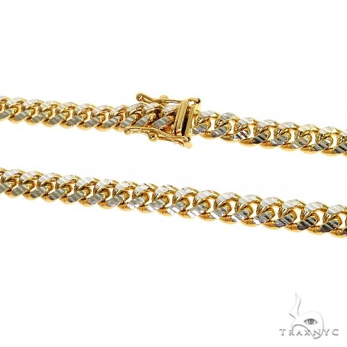 14K Yellow Gold Solid Miami Cuban With Pave Link Chain 24 Inches 5mm 68306 - Image 3