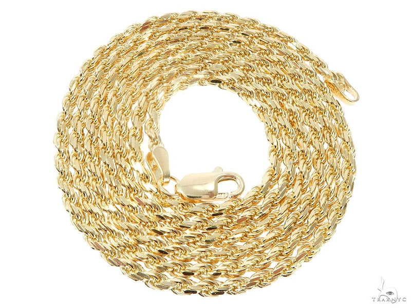 14K Yellow Gold Diamond Cut Solid Rope Chain 2.5mm 64769, photo 4 of 6