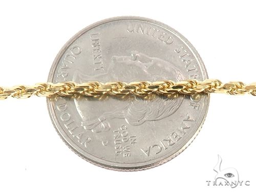 14k Yellow Gold Diamond Cut Solid Rope Chain 22 Inches 2.4mm 65922 - Image 3