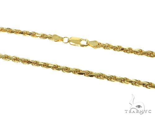 14k Yellow Gold Diamond Cut Solid Rope Link Chain 24 Inches 3.5mm 66299 - Image 2