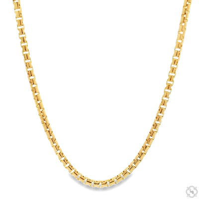 14K Yellow Gold Diamond Cut Solid Round Box Link Chain  22 Inches 3mm 70642 - Image 1