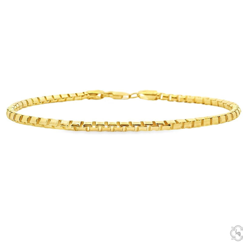 14K Yellow Gold Diamond Cut Solid Round Box Bracelet 8 Inches 3mm 70644 - Image 1