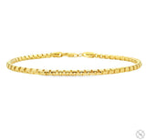 14K Yellow Gold Diamond Cut Solid Round Box Bracelet 8 Inches 3mm 70644