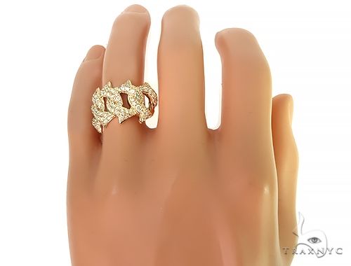 14K Gold Diamond Spiked Cuban Link Ring 66170 - Image 4
