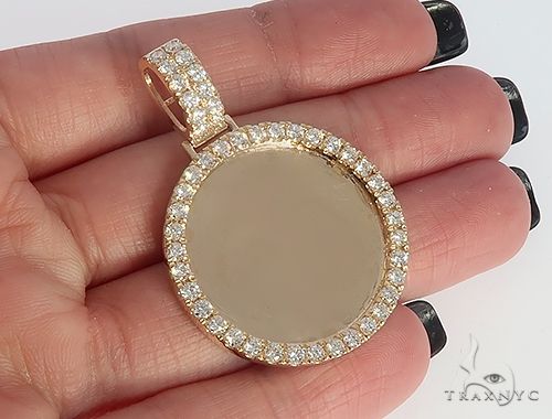 14K Yellow Gold Diamond Frame Custom Photo Pendant 1.25 inches 65408 - Image 4
