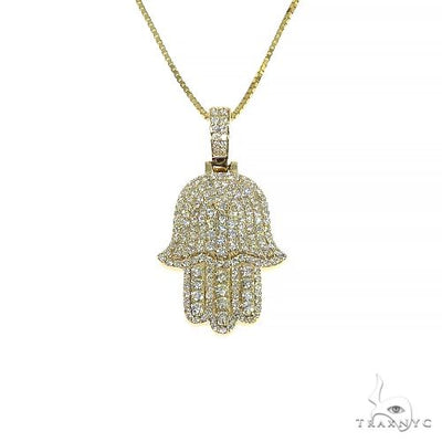 14K Gold Diamond Hamsa Pendant Set 66613 - Image 1