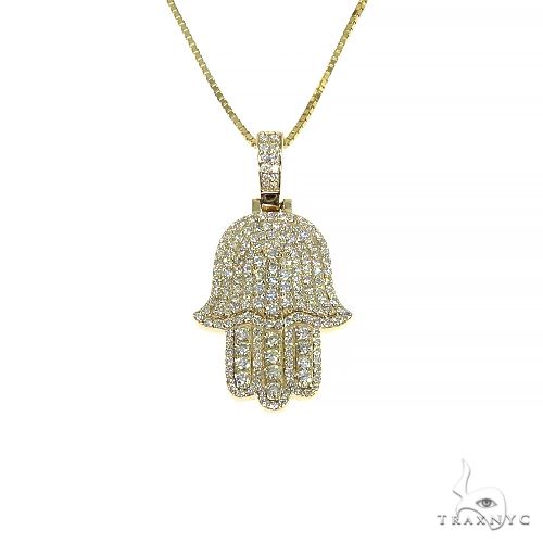 14K Gold Diamond Hamsa Pendant Set 66613 - Image 1