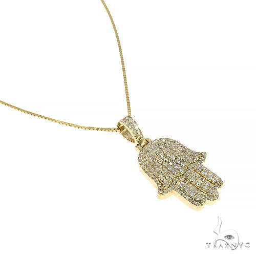 14K Gold Diamond Hamsa Pendant Set, photo 2 of 4