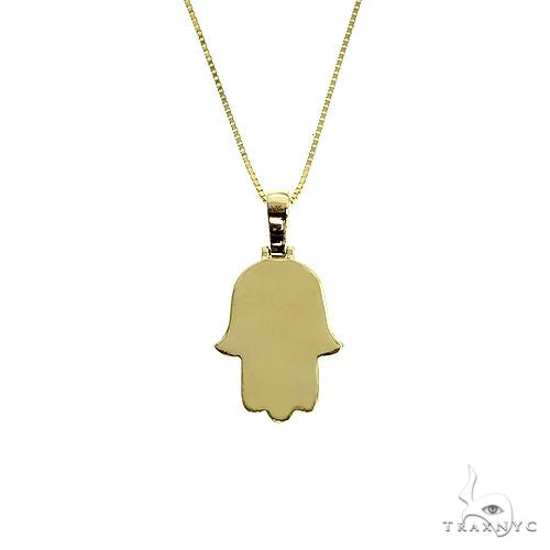 14K Gold Diamond Hamsa Pendant Set, photo 3 of 4