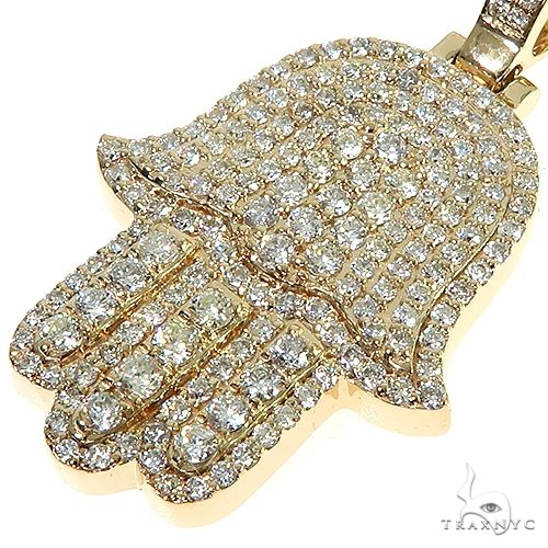 14K Gold Diamond Hamsa Pendant Set, photo 4 of 4
