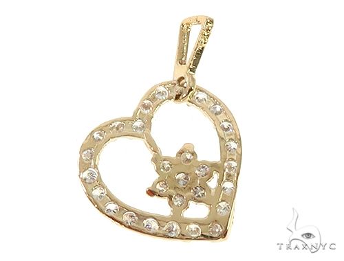 14K Yellow Gold Diamond Heart Pendant 65450 - Image 3
