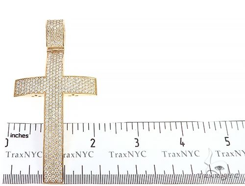 14K Yellow Gold Diamond Large Cross 65665 - Image 6