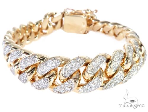 14K Yellow Gold Diamond Miami Cuban Bracelet 64779 - Image 1