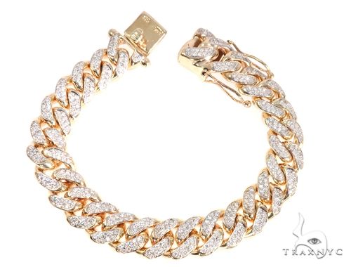 14K Yellow Gold Diamond Miami Cuban Bracelet 64779 - Image 2