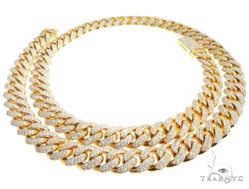 14K Yellow Gold Diamond Miami Cuban Link Chain 20 Inches 12mm   64098 - Image 4