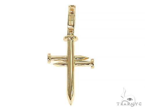 14K White Gold Diamond Nail Cross Pendant, view 4