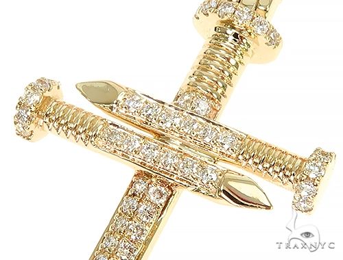 14K White Gold Diamond Nail Cross Pendant, view 5