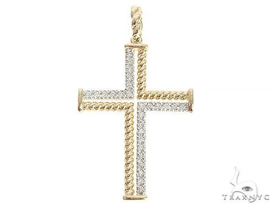 14K Gold Diamond Rope Cross 65304 - Image 1