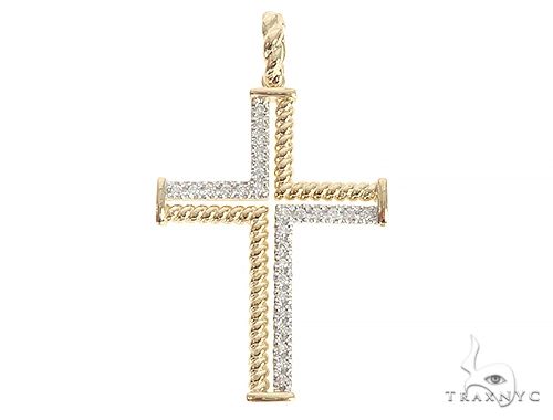 14K Gold Diamond Rope Cross 65304 - Image 1