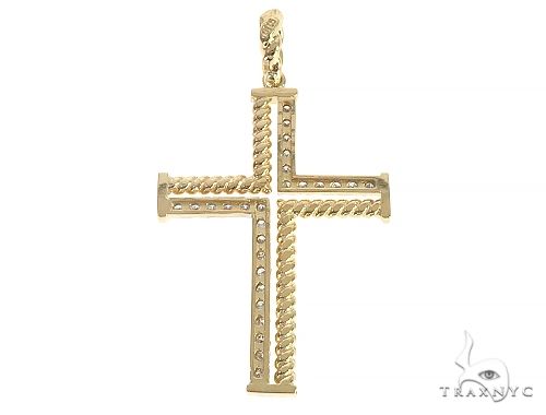 14K Gold Diamond Rope Cross 65304 - Image 3