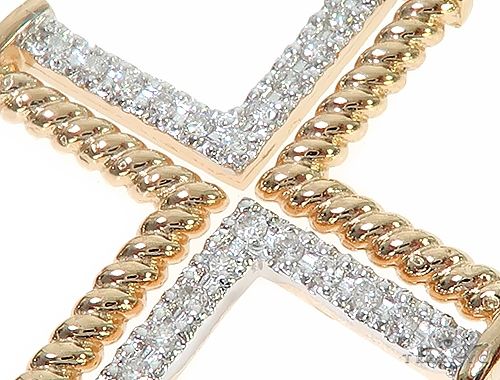 14K Gold Diamond Rope Cross 65304 - Image 4
