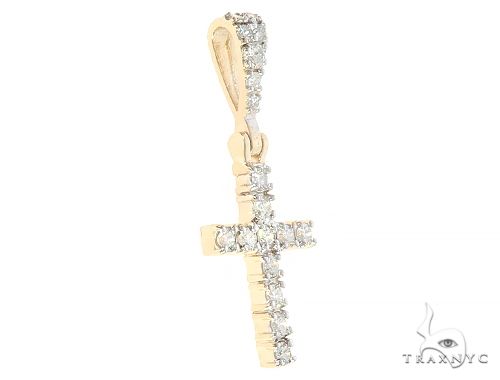 14K Yellow Gold Diamond Small Cross 65299 - Image 2