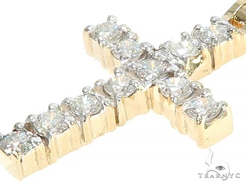 14K Yellow Gold Diamond Small Cross 65299 - Image 4