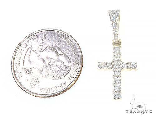 14K Yellow Gold Diamond Small Cross 65299 - Image 5