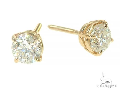 14K Yellow Gold Diamond Stud Earrings 66056 - Image 2