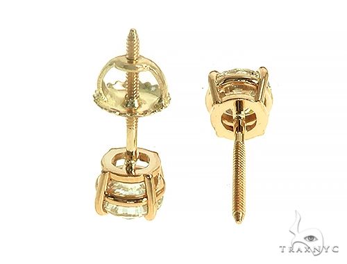 14K Yellow Gold Diamond Stud Earrings 66056 - Image 4