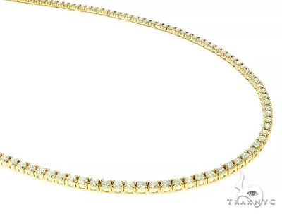 14K Yellow Gold Diamond Tennis Chain 18 Inches 2.5mm 7.23ct   66403 - Image 1