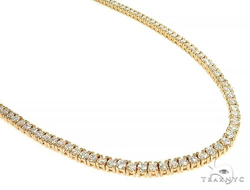 14K Yellow Gold Diamond Tennis Chain 18 Inches 2.9 mm 69843 - Image 1