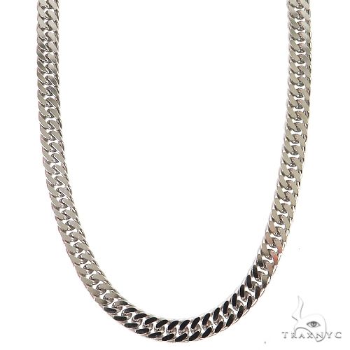 14K white gold double curb link chain, 22 inches, 4.6mm men's necklace