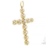 14K Yellow Gold Four Prong Diamond Cross 65661 - Image 1