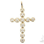 14K Yellow Gold Four Prong Diamond Cross 65661 - Image 2