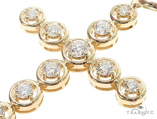 14K Yellow Gold Four Prong Diamond Cross 65661 - Image 4