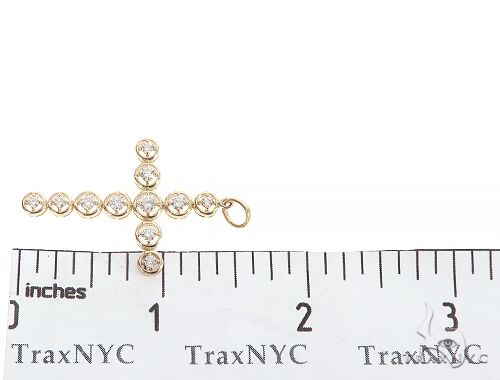 14K Yellow Gold Four Prong Diamond Cross 65661 - Image 7