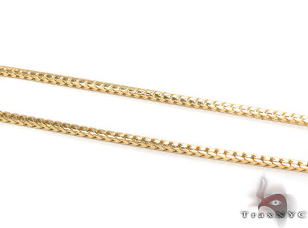 14K yellow gold 1mm Franco chain necklace, 20 inches, sleek men's jewelry design
