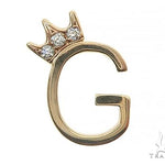 14K Yellow Gold G Diamond Crown Initial Pendant 66122 - Image 1