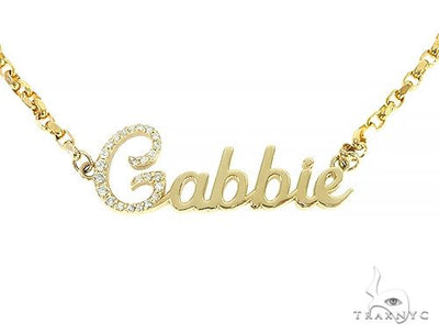 14K Yellow Gold Gabbie Diamond Name Pendant