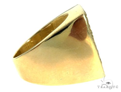 14K Yellow Gold Green Diamond Square Ring 61507 - Image 4