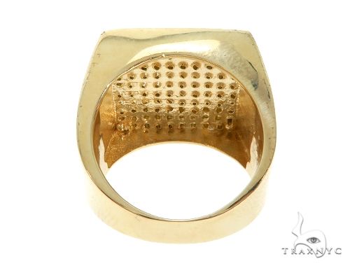 14K Yellow Gold Green Diamond Square Ring, photo 5 of 7
