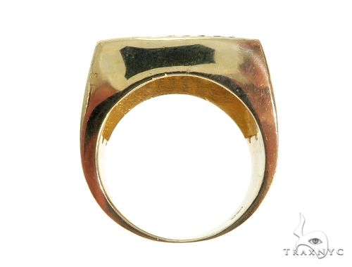 14K Yellow Gold Green Diamond Square Ring 61507 - Image 6
