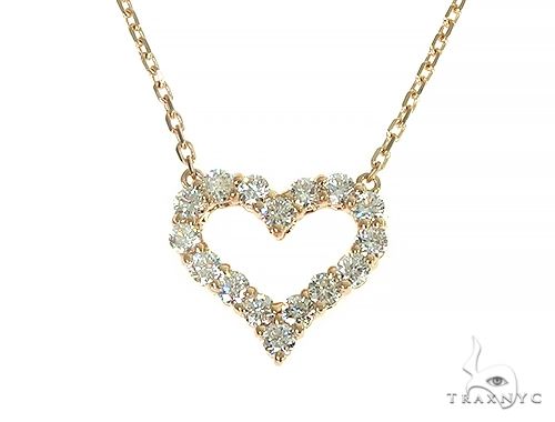 14K Yellow Gold Heart Diamond Necklace 66212 - Image 1