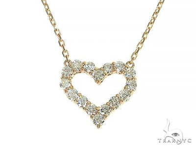 14K Yellow Gold Heart Diamond Necklace