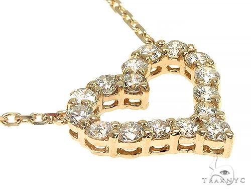 14K Yellow Gold Heart Diamond Necklace 66212 - Image 2