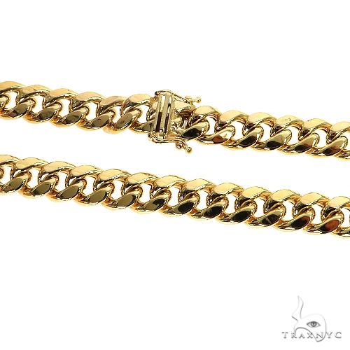 14k yellow gold hollow Miami Cuban link chain 26 inches, 9mm wide, polished finish