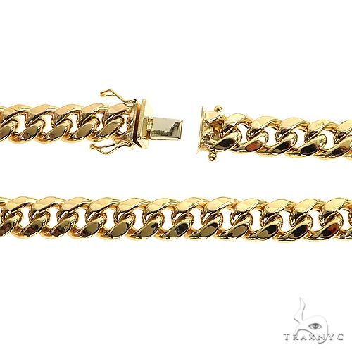 14k yellow gold hollow Miami Cuban link chain 26 inches, 9mm wide, polished finish, photo 3 of 6