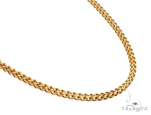 14K Yellow Gold Hollow Franco Chain 2.5mm, view 2
