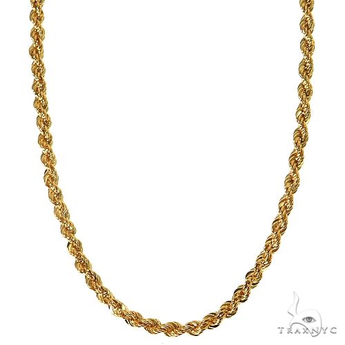 14k Yellow Gold Hollow Rope link Chain 22 Inches 2.1mm 64541 - Image 1